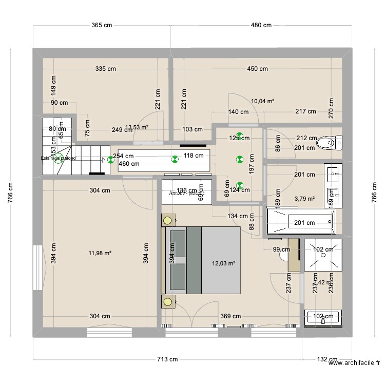 Caroline Ginglinger - 1ère Etage. Plan de 6 pièces et 54 m2