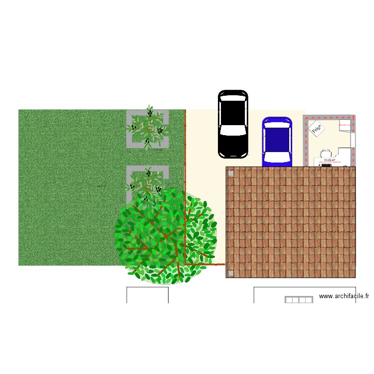 pizzeria. Plan de 1 pièce et 10 m2