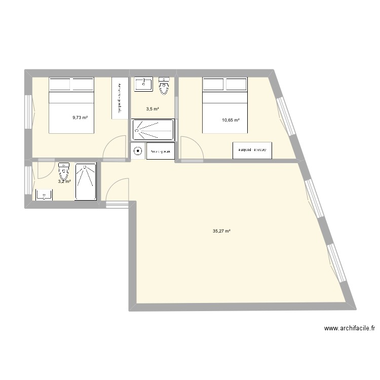 Savoie 1. Plan de 5 pièces et 62 m2