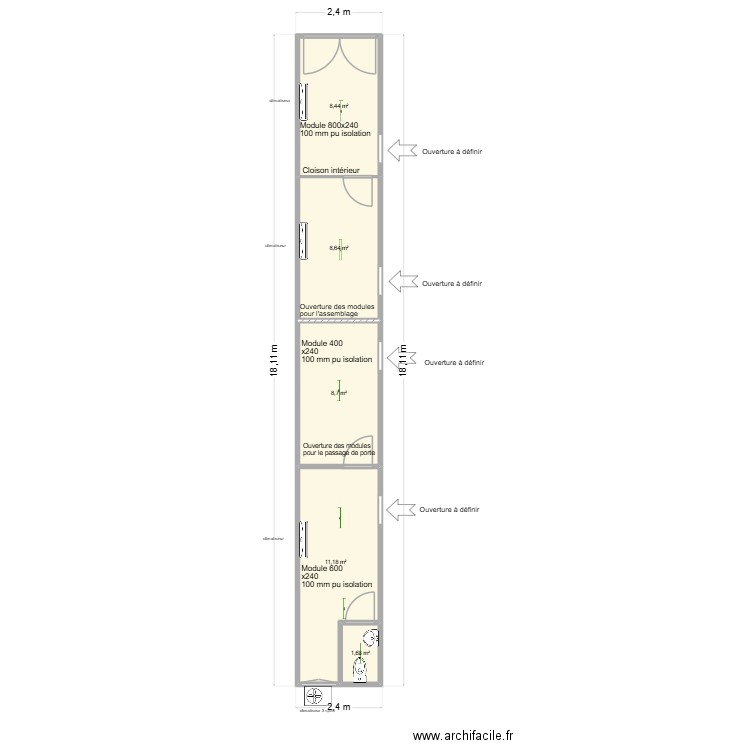 Carosserie Rener. Plan de 5 pièces et 39 m2