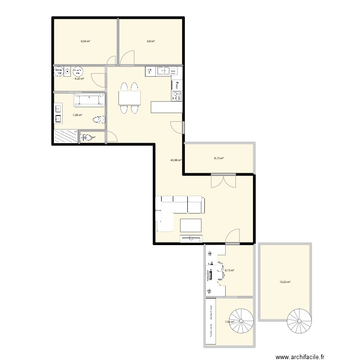 maison basett. Plan de 10 pièces et 110 m2