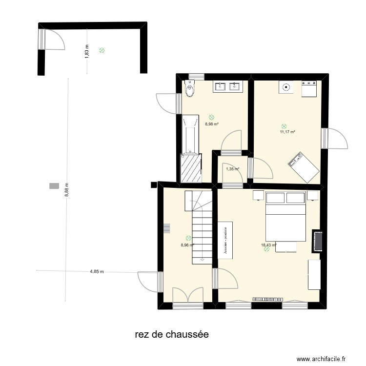 chateau des agaces. Plan de 5 pièces et 49 m2