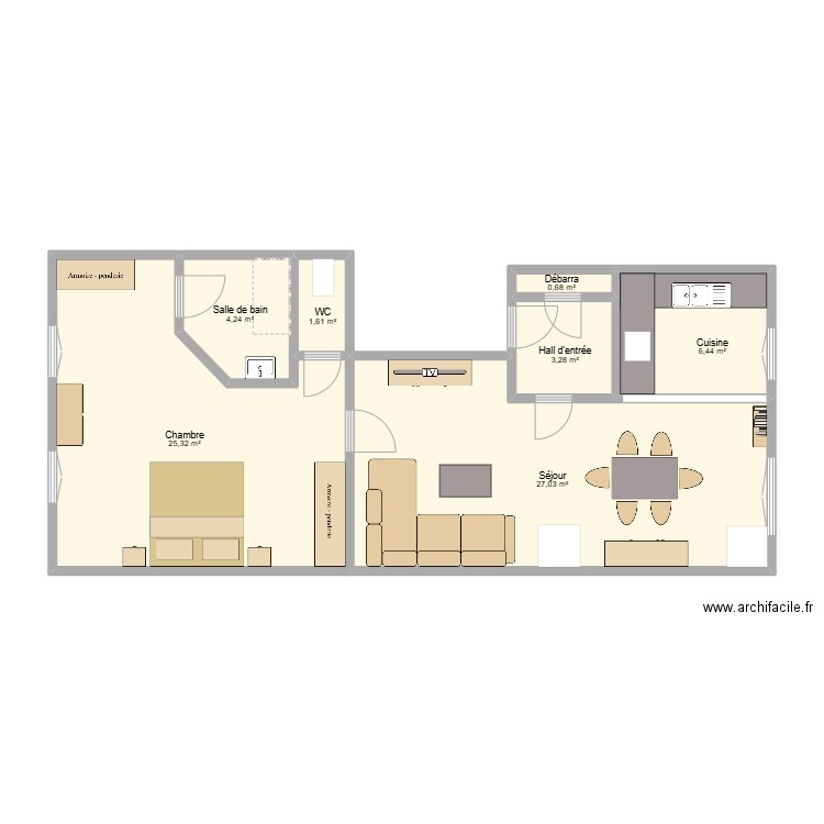 Hesbaye 1er. Plan de 7 pièces et 69 m2