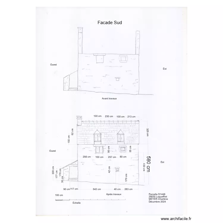 Facade Sud D1446. Plan de 