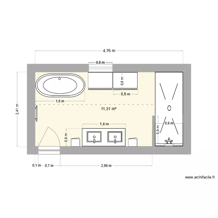 Salle de bain. Plan de 