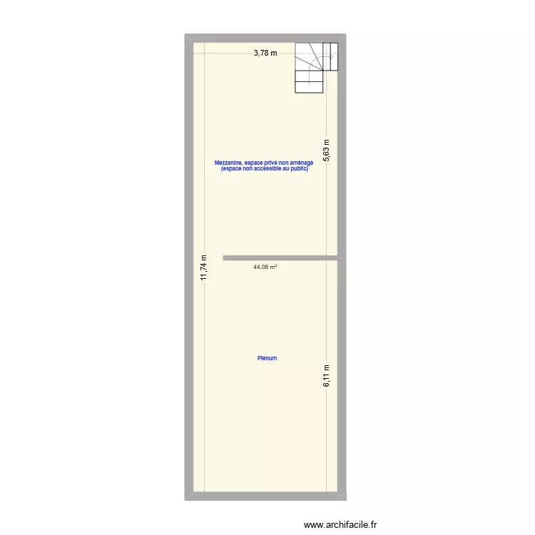 mezzanine. Plan de 1 et 44 m² mezzanine. Plan de 1 et 44 m²