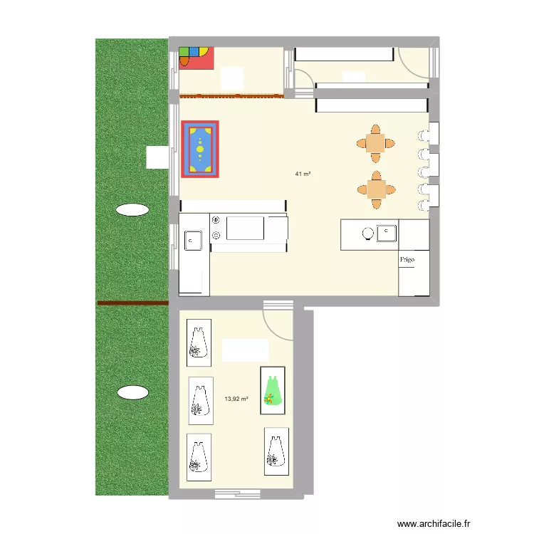 yttrf. Plan de 2  et 55 m²