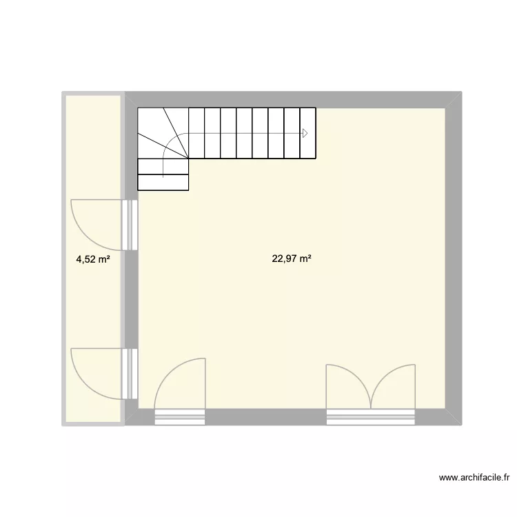Buanderie. Plan de 2  et 27 m²