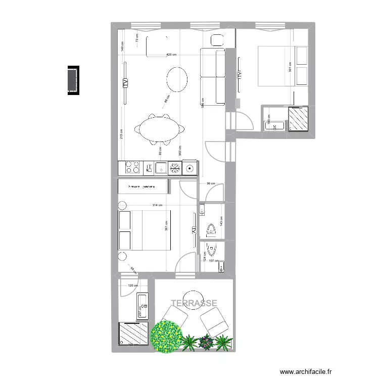 14 clemenceau ter. Plan de 7  et 55 m²
