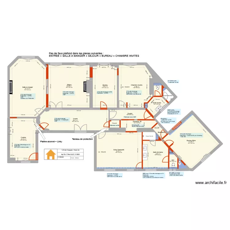 135 Raspail 5e ELEC 220926. Plan de 32 Pièces et 196 m² 135 Raspail 5e ELEC 220926. Plan de 32 Pièces et 196 m²