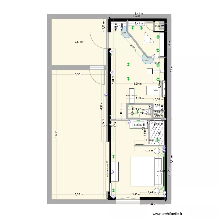 Plan T&S Leroux 1 elec. Plan de 6  et 71 m²