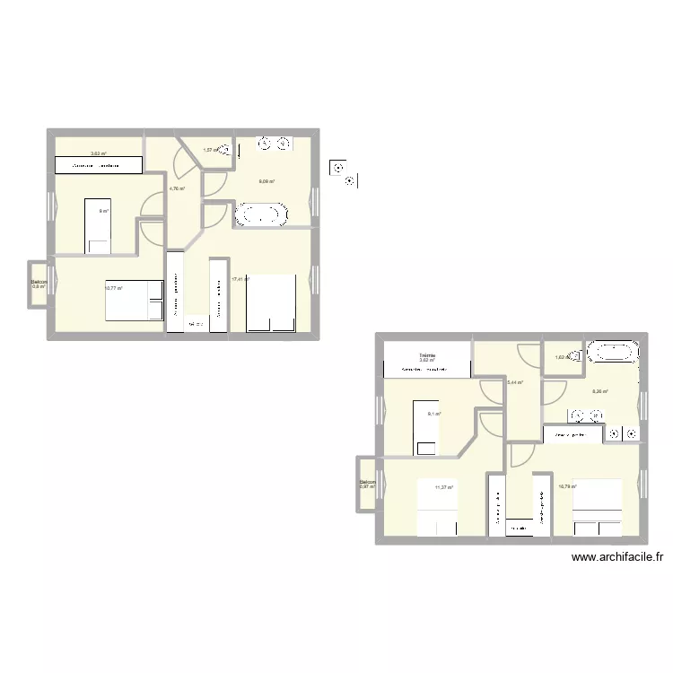 etage 16place temple. Plan de 