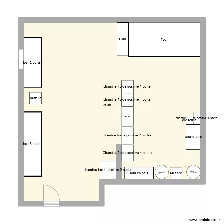 labo boulange. Plan de 1  et 72 m²