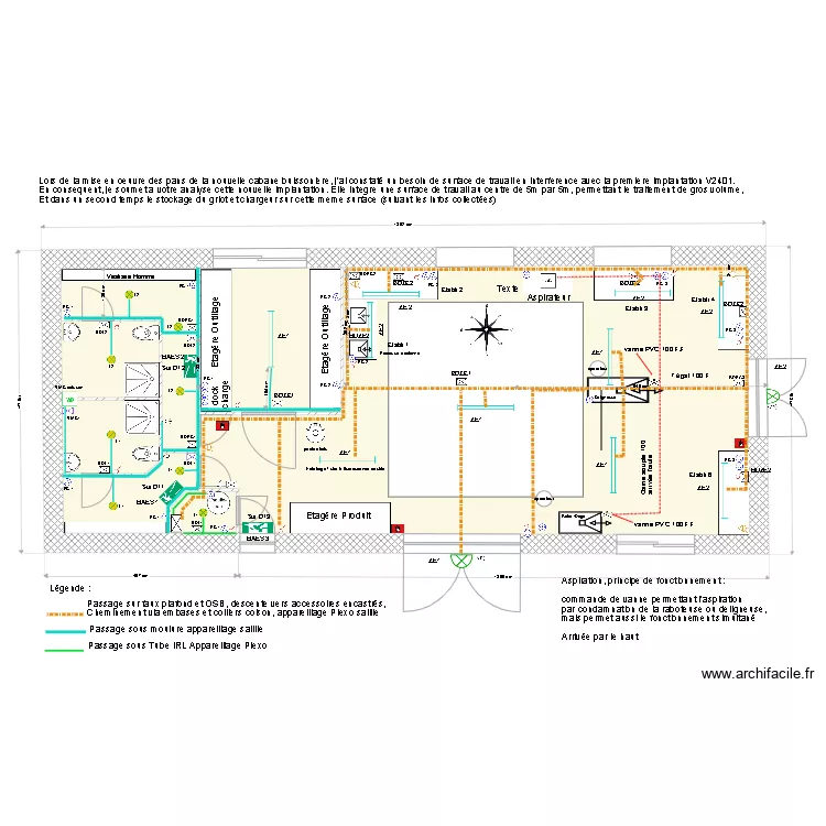 Local technique Implantation B.D V1903. Plan de 