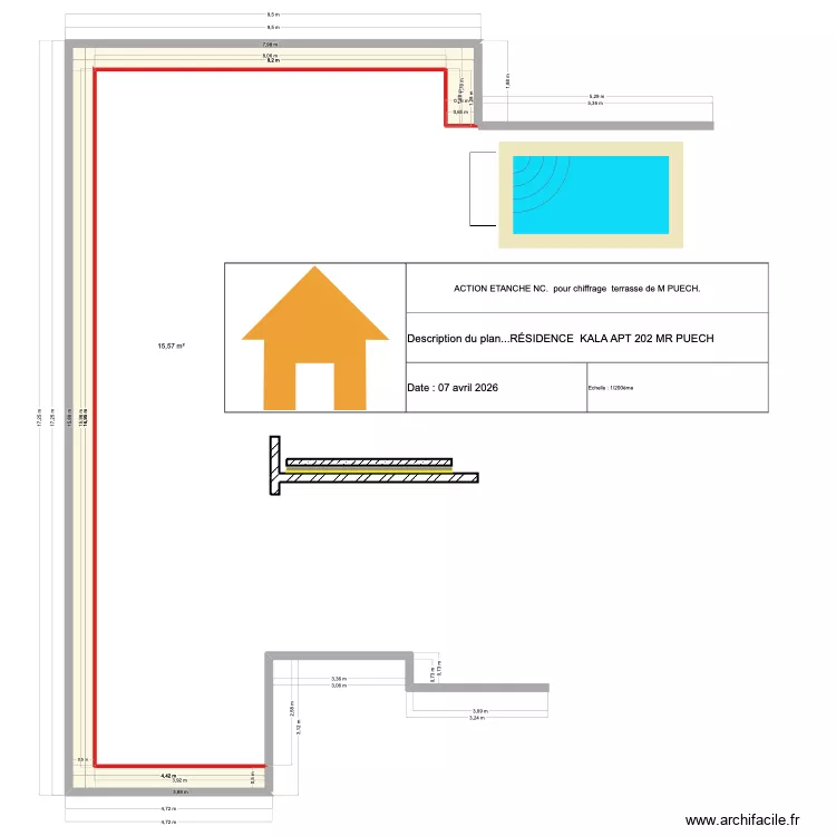 KAKA  201 PUECH. Plan de 1  et 16 m²