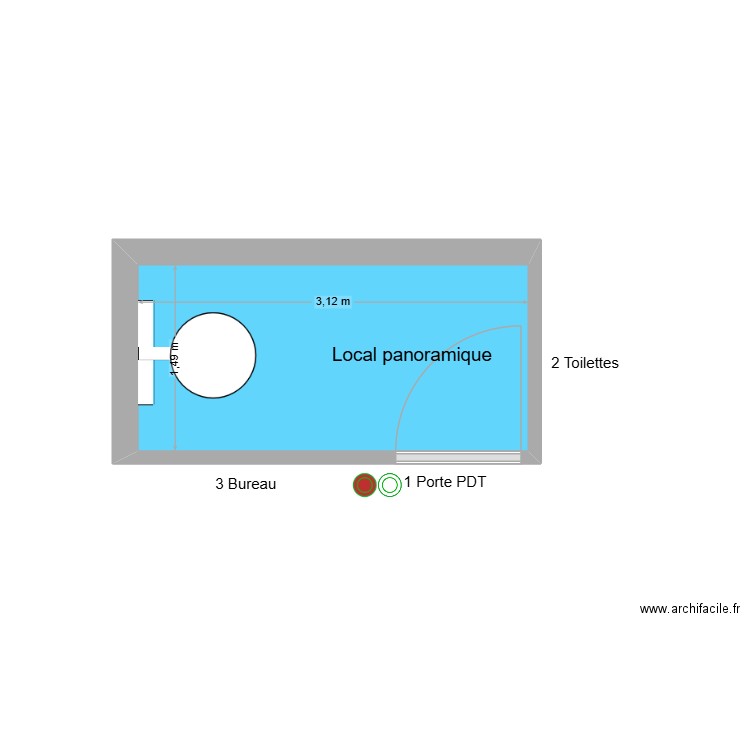 31293 Local panoramique. Plan de 1 pièce et 5 m2