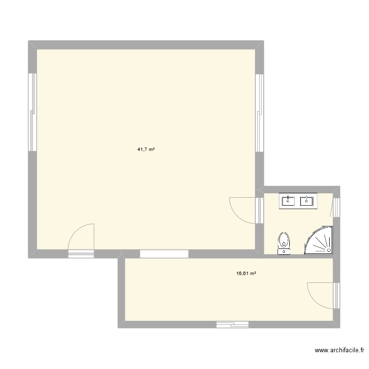 baden. Plan de 2 pièces et 58 m2