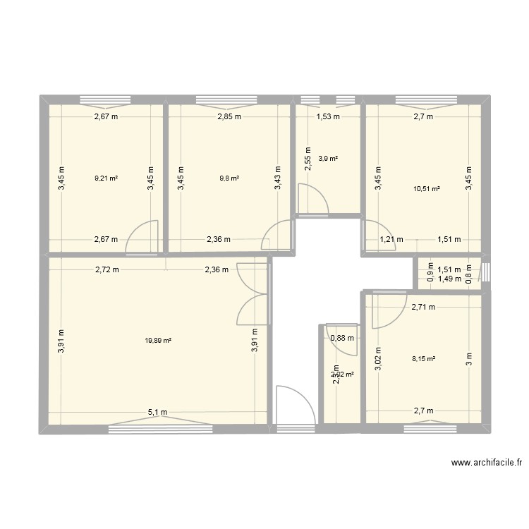 Kerc'has. Plan de 7 pièces et 63 m2