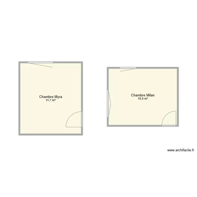 Chambres enfants. Plan de 2 Pièces et 22 m²
