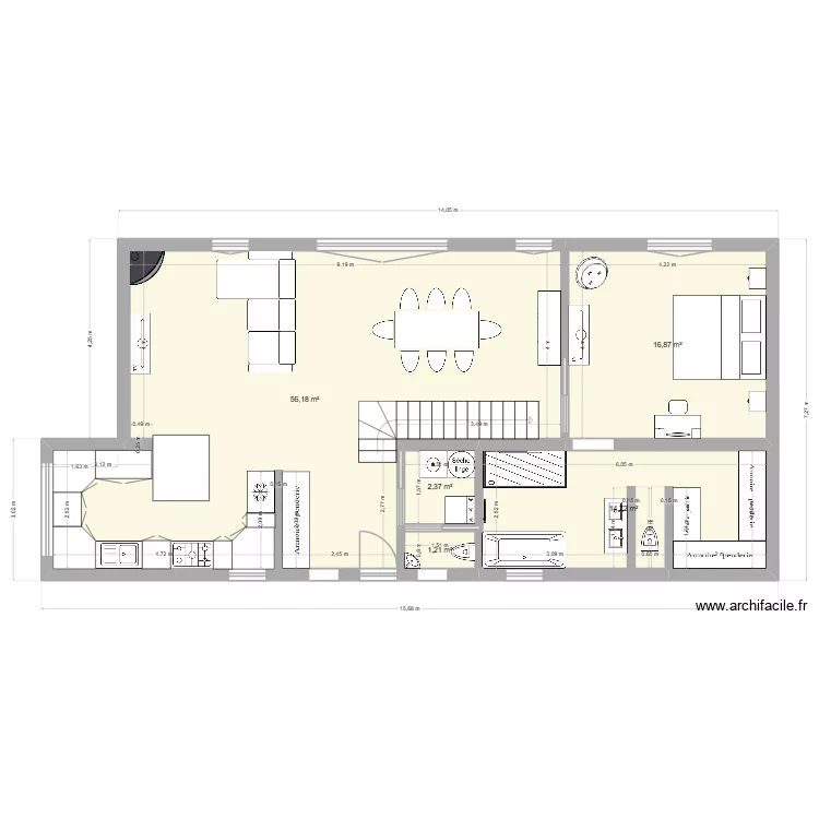MAISON EMILIE QUOTES MODIF FENETRES BIS. Plan de 5  et 91 m²