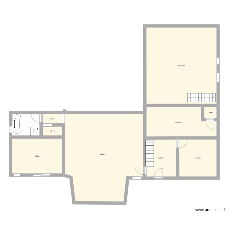 Roc brien. Plan de 9 pièces et 160 m2