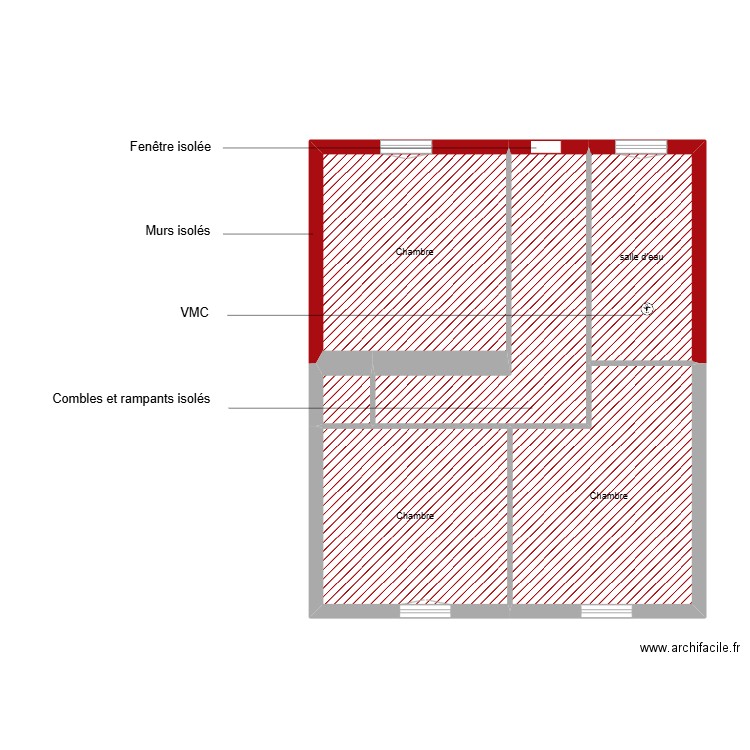 RINCEL TSE étpape 1/2 étage. Plan de 6 pièces et 61 m2