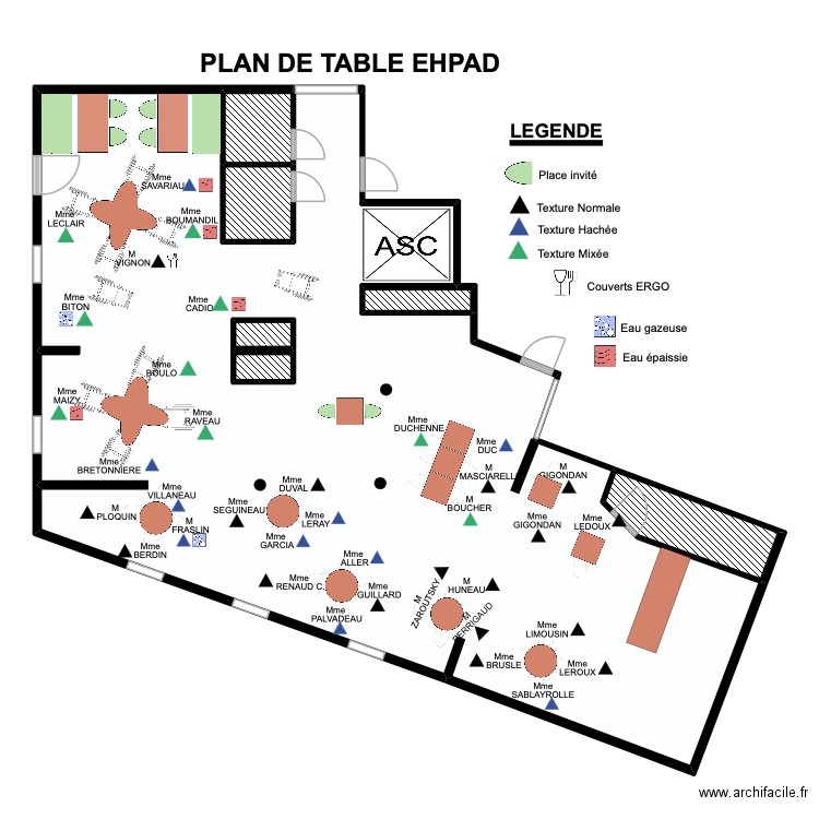 PLAN DE TABLE USLD. Plan de 7 pièces et 206 m2
