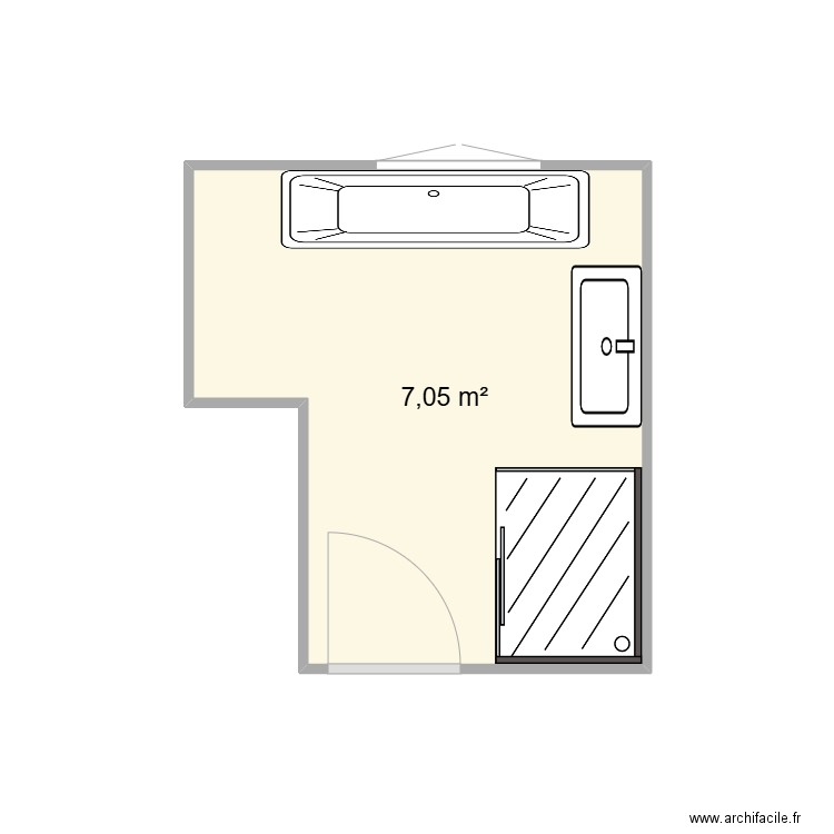 SALLE DE BAIN ACTUELLE. Plan de 1 pièce et 7 m2