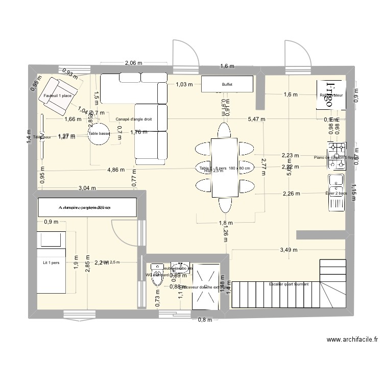 Theo. Plan de 2 pièces et 65 m2