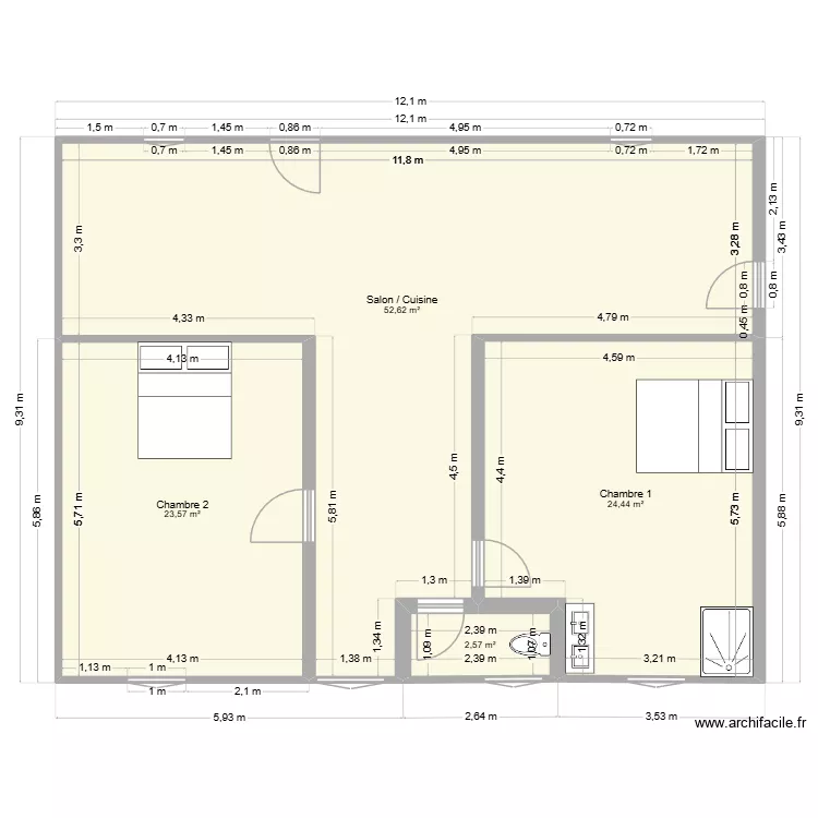 BENOIT 2. Plan de 4  et 103 m²