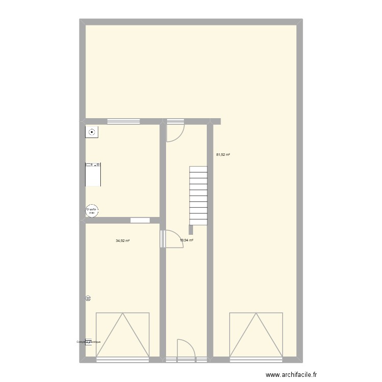 Premiere essaie. Plan de 3 pièces et 137 m2