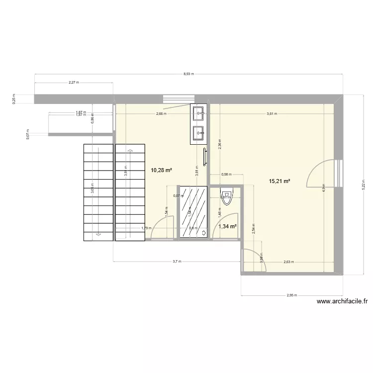 Salle de bains Les oullières. Plan de 3 et 27 m² Salle de bains Les oullières. Plan de 3 et 27 m²