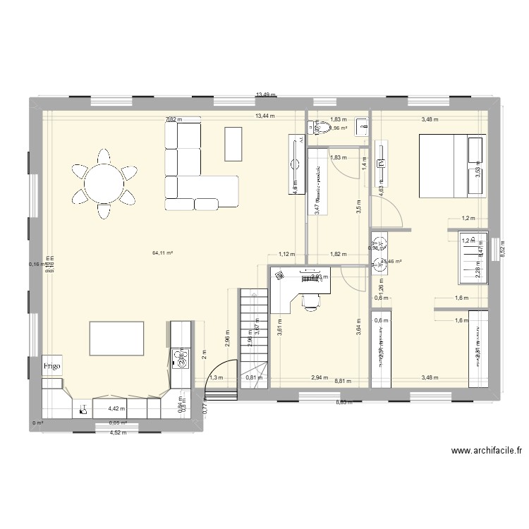 Genevieve. Plan de 7 pièces et 113 m2