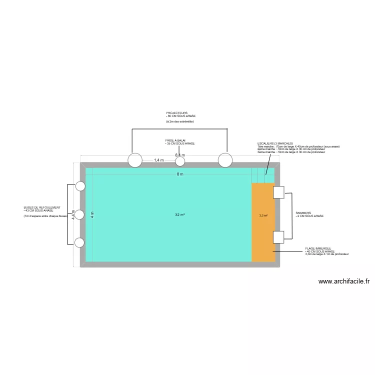 PISCINE. Plan de 1 et 32 m² PISCINE. Plan de 1 et 32 m²