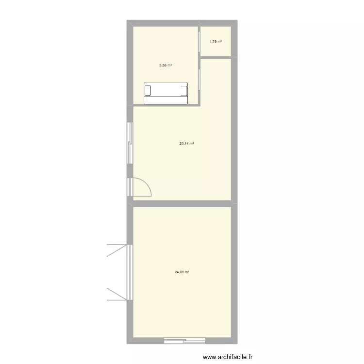 Extension. Plan de 4 pièces et 56 m²