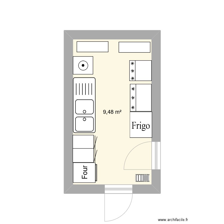 ARRIERE CUISINE. Plan de 1 pièce et 9 m2