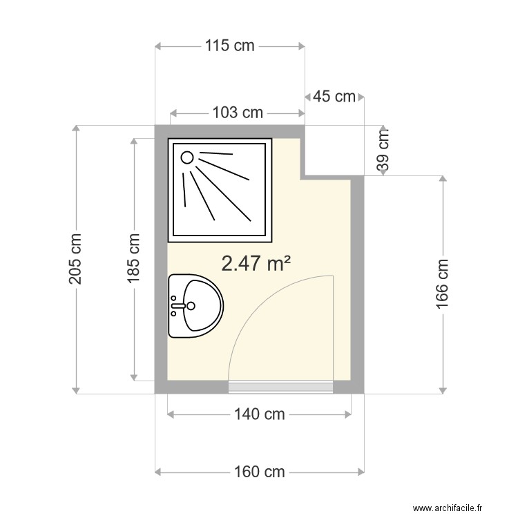 Salle de douche Ibrahim AIDAT avant travaux. Plan de 0 pièce et 0 m2