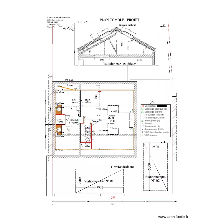 Plan R+2 électrique Binot Guineberteau. Plan de Plan R+2 électrique Binot Guineberteau. Plan de