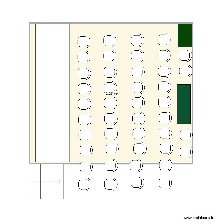 plan conference. Plan de 1 pièce et 42 m2