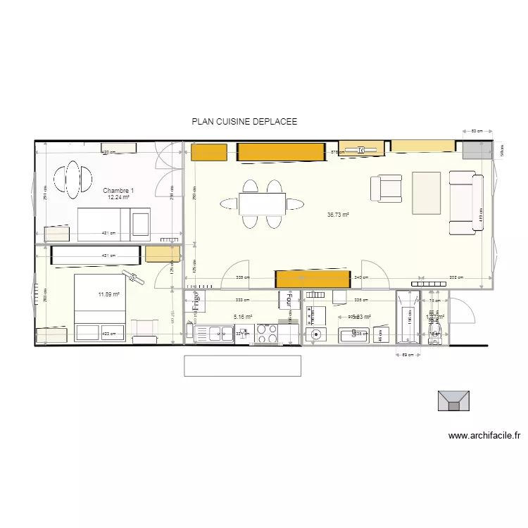 PLAN CUISINE DEPLACEE . Plan de 
