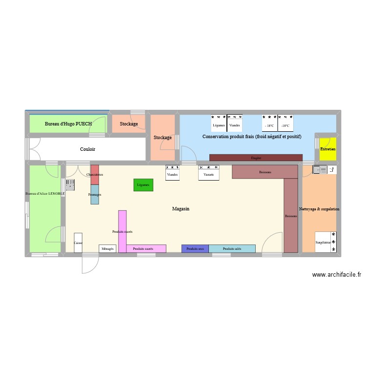 Magasin du Paraclet. Plan de 9 pièces et 53 m2