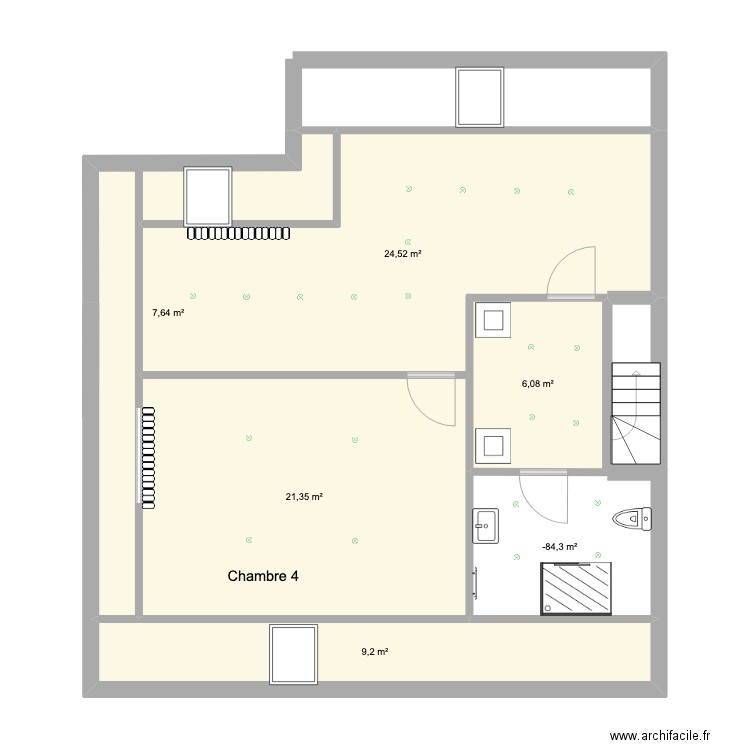 greniermodif. Plan de 6 pièces et 76 m2