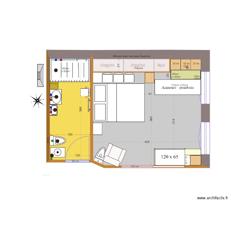 Chambre armoires 05. Plan de 0 pièce et 0 m2