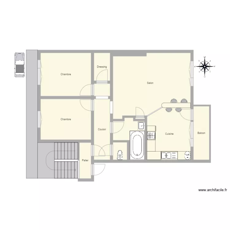 Appartement T4. Plan de 