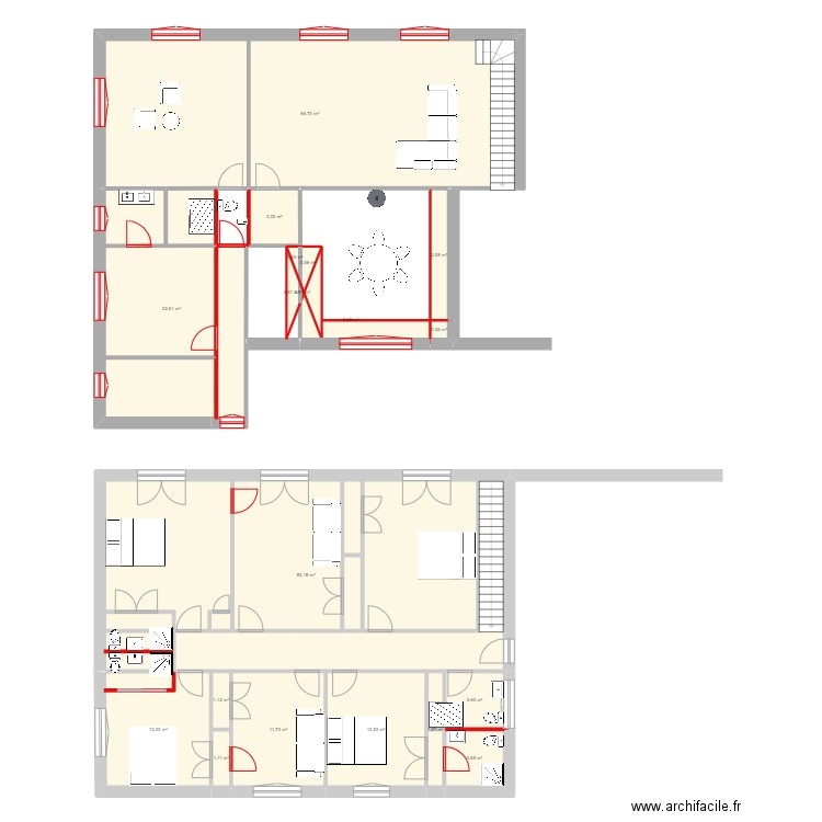 BOLLENE RDC . Plan de 19 pièces et 243 m2