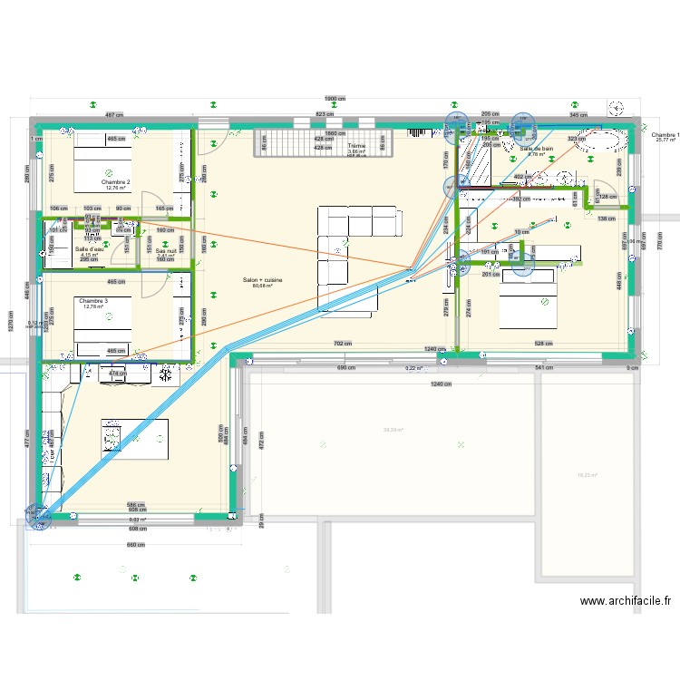Plan maison plomberie 2. Plan de 25 pièces et 375 m2