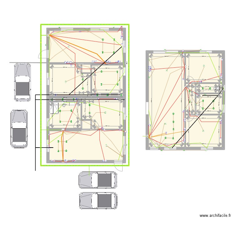 schéma électriques maison  villa camille T2X2 + T3. Plan de 17 pièces et 143 m2
