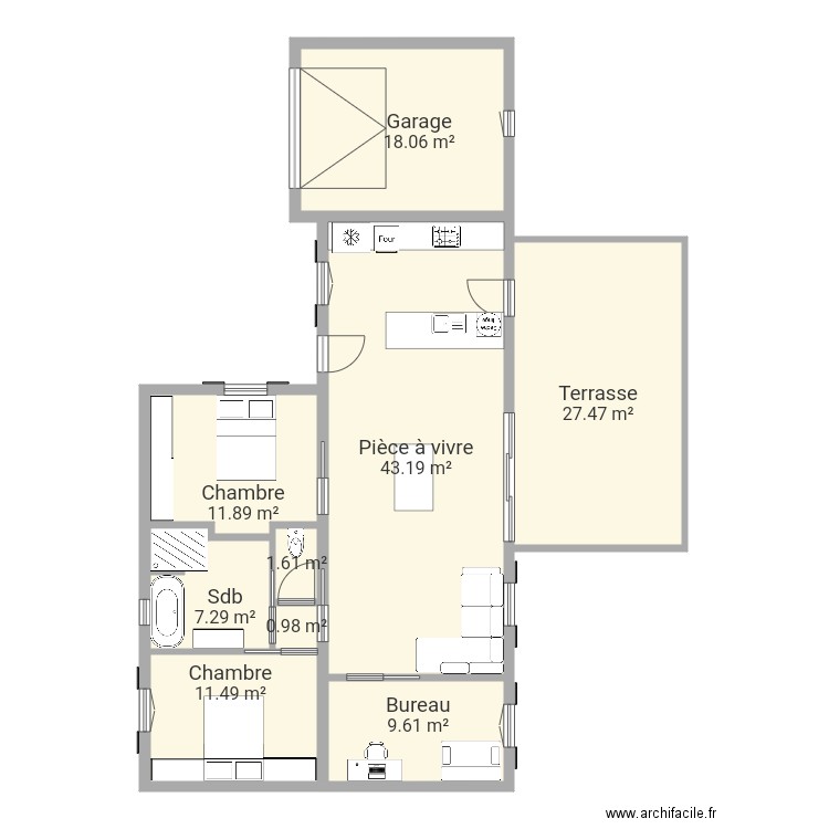 Maison t4 85m2 garage 18m2. Plan de 0 pièce et 0 m2