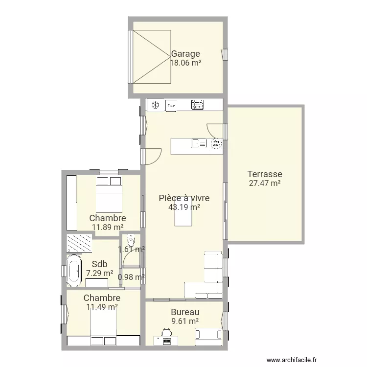 Maison t4 85m2 garage 18m2. Plan de Maison t4 85m2 garage 18m2. Plan de