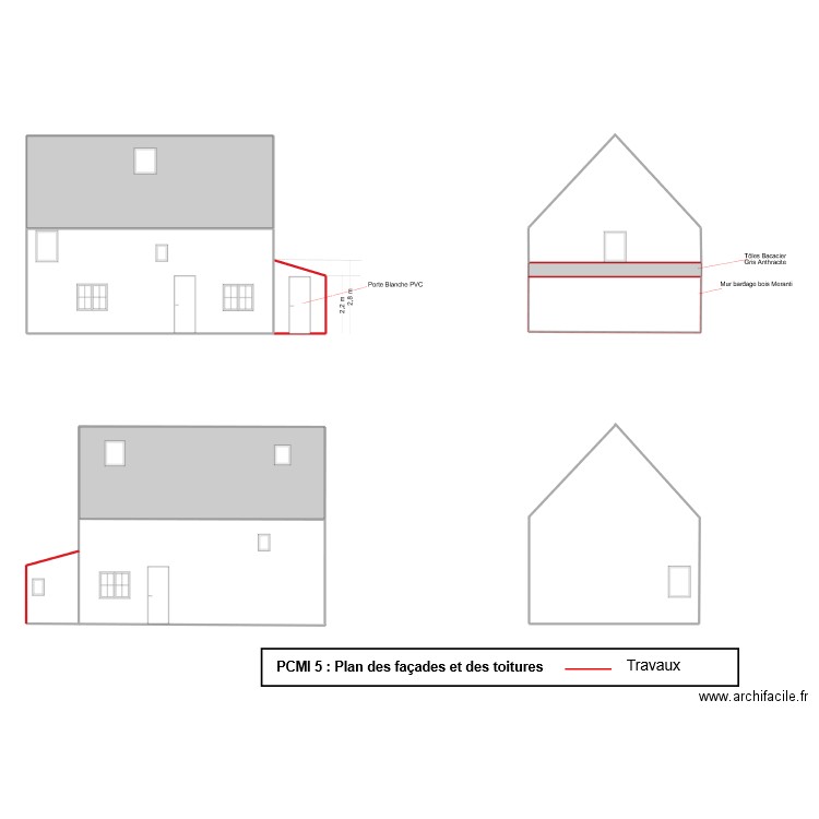 coupe. Plan de 4 pièces et 92 m2